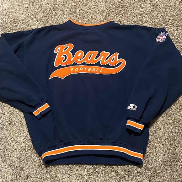 Starter Mens Vintage NFL Chicago Bears Blue & Orange Crewneck XL - Picture 1 of 9